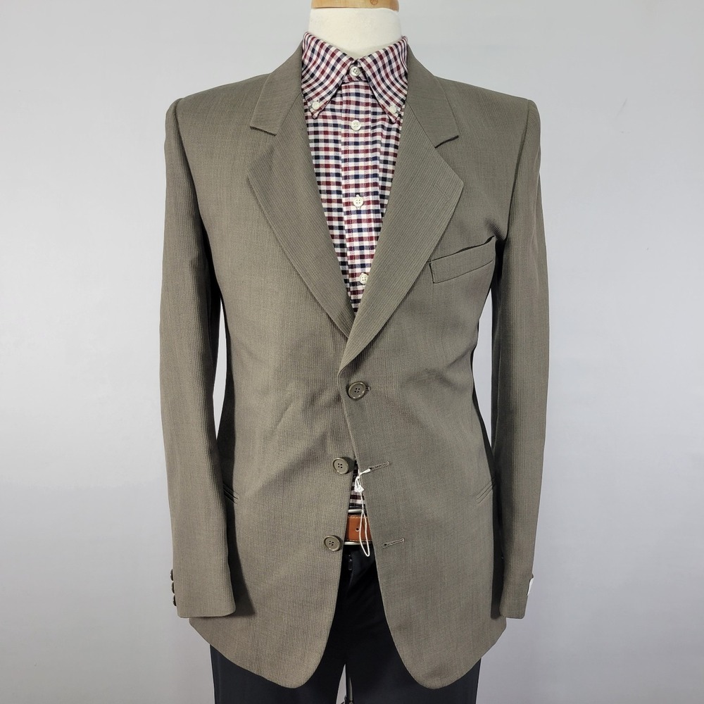 Perry Ellis Men's Sport Coat Blazer Three‎ Button Olive Beige Size about 38R